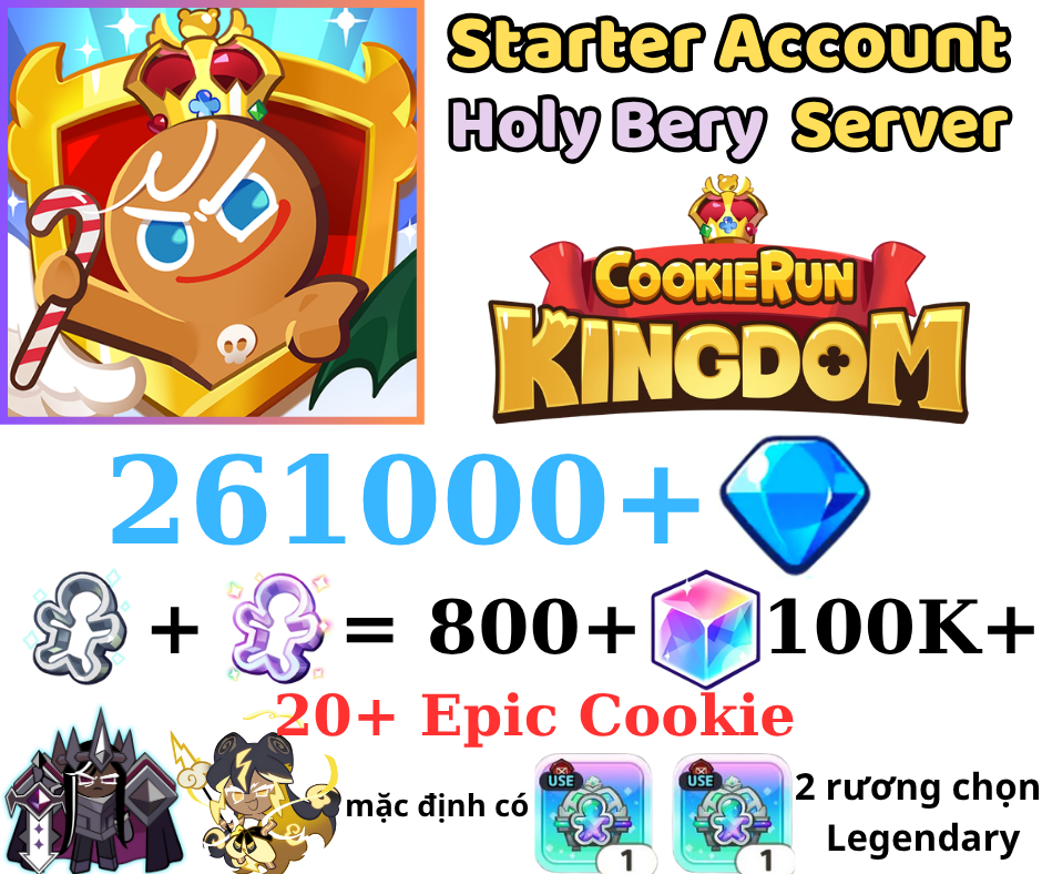 [GLOBAL/HolyBerry]261000+ Gems | Cookie Run: Kingdom Starter Reroll Account